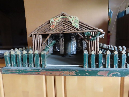 Weihnachtskrippe blockhaus mit - blockhaus,