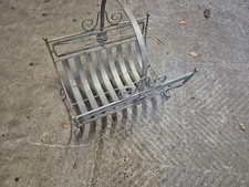 Holzkorb Kaminholz Korb aus Metall silber  Brennholz Feuerholz Aufbewahrung gebr