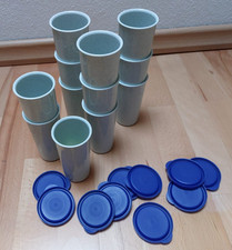 12 TUPPERWARE schmale Trinkbecher Joghurtbecher Gefrierdosen + 10 Deckel 170 ml
