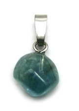 Trommelstein-Anhänger Turmalin blau Indigolith mini 8 - 10 mm 925er Silber-Öse