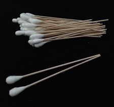 100x Wattestäbchen großer Kopf 15 cm lang Holz Pflege Kosmetik Watte einseitig