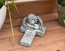 Steinfigur Engel Kreuz Ich