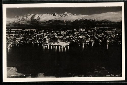 Ansichtskarte tromso ved - ved, natt