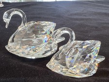 Schwäne Schwan groß und klein 2 Stück Swarovski Kristall Glas Figur