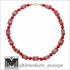 Vtg Murano Glas Kette Halskette Rot glass necklace millefiori red