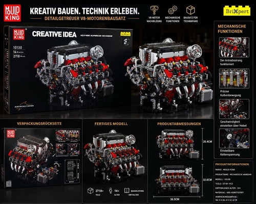 Mould king supercar engine - mould, v8