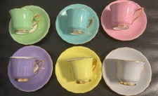 Karlsbad Windsor Loucky 6 Stück bunte Mokkatassen Untertassen Tschechoslowakai