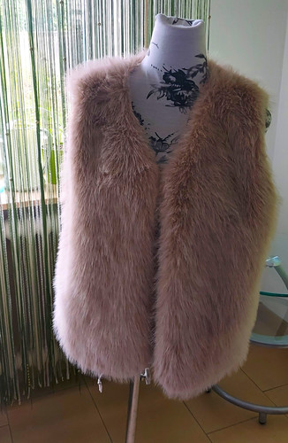 Damen kunstpelz weste beige - weste,