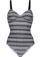 Badeanzug schwarz 38 Damen Minimizer Bügel schwarz/weiß 75 F-Cup 3.8578