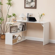Schreibtisch Eckschreibtisch mit Regalen Computertisch Bürotisch Weiß