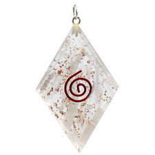 Orgonit Anhänger Selenit, diamantförmig mit Band