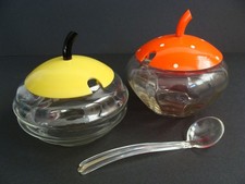 2x Vintage 50er Jahre Menage, Zuckerdose - Marmelade- od. Senftöpfchen