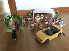 Playmobil Hochzeit, Pavillon, Auto und Gäste. Torte Geschenke & Sekt