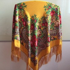 Ostern Geschenk Ukrainischer Russischer Tuch Pavlovo Stil 130x130cm Gelb