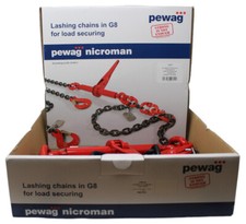 Pewag Zurrkette 10mm mit 2 SGB-Haken,Ratschenlastenspanner mit Haken, 3,5m Länge