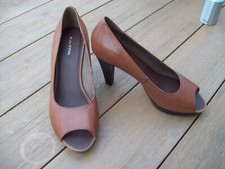 Marco Polo Schuhe Pumps Peep Toe Heels cognac Business Gr.40