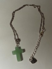 Auktion: Kreuzanhänger Aventurin, Natur-Edelstein 18 X 25 mm mit Silber Kette