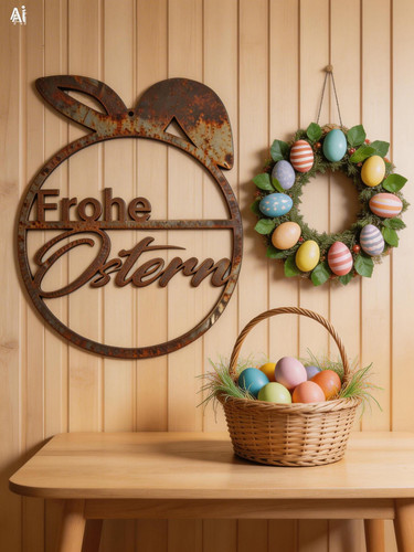 Edelrost türschild frohe - edelrost,