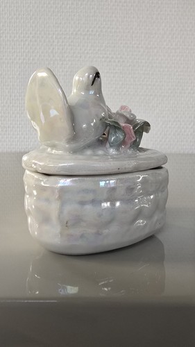 Vintage porzellan herzdose - porzellan,