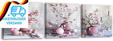 PIY PAINTING 3 Stück HD Leinwandbilder Rosa Floral Elegant Kirschblüte Gemälde B