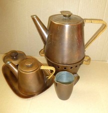 Älter: schönes Design Set Kupfer Teekanne Stövchen Zuckerdose und mehr - anschau