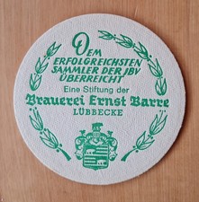 * ALTER BIERDECKEL * BRAUEREI ERNST BARRE LÜBBECKE GOLDENERBIERDECKEL 1970