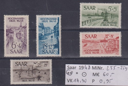 Saarland 1948 255 259 - saarland, mi.-nr.