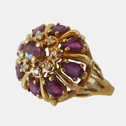 Rubin brillant ring 585 - 585, gold