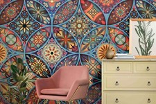 3D Blume Muster Runde Oval Raute Tapete Wandgemälde Fototapete Wandaufkleber