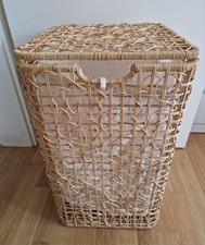 IKEA Rattan Wäschekorb mit Klappdeckel, Innenbeutel und Tragegriffen