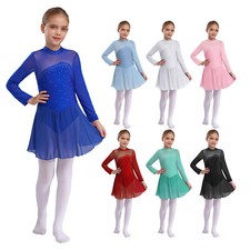 Kinder Mädchen Ballettkleid Eiskunstlauf-Kleid Langarm Swing Schaukel Tanzkleid