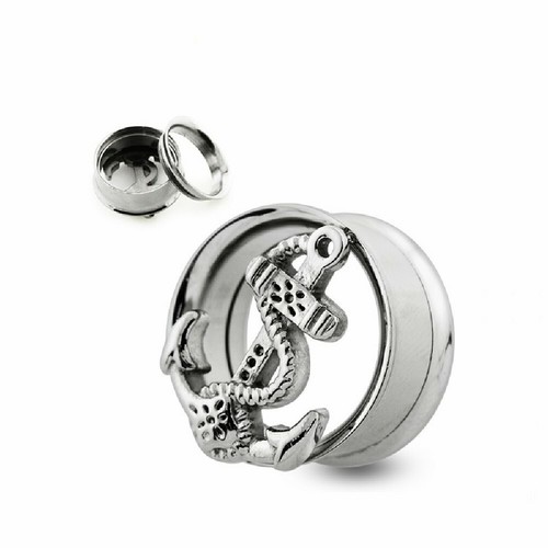 Anker flesh tunnel silber - anker,