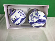 Weihnachtskugeln Kerstballen Kunststoff blau weiß 2er Pack wa33