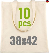 IDEA HOME Baumwolltasche 38x42cm- Jutebeutel Groß - Stoffbeutel Unbedruckt, 