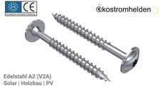 Tellerkopfschrauben | PV Solar | Edelstahl A2 | ETA Zulassung | TX40 | Dachhaken