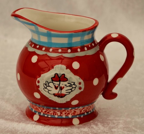 Milchkännchen rot handbemalt - milchkännchen,