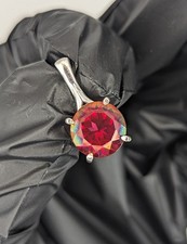 925 Silber Anhänger mit rotem Stein Farbwechsel Regenbogen Schmuck Damen