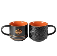 Harley-Davidson Open B&S Embossed Coffee Mug Kaffe Tassen Becher Set 2x 420ml