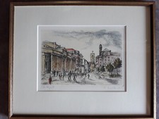 Orig. Handkol. Radierung von R. Hechtenberg Königstr. in Stuttgart 