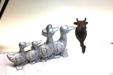 Gusseisen Kuhkopf Garderobenhaken , Gänse Entenfamilie Standmodell Dekoration Ha