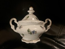 Vintage Zuckerdose, feines Porzellan, Blumendekor,  handbemalt. Weimar Porzellan