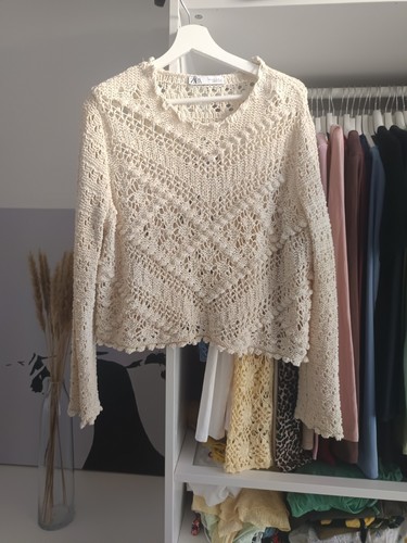 Zara strickpullover boho creme - strickpullover,