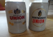 2x Dortmunder Union Bier 0,25 l Bierkrug, alt, Steingut