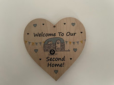 Holz Schild Deko Camper blau  Camping Wohnwagen Welcome