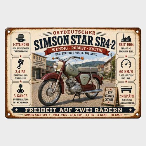 Blechschild simson star 2 - sr, 4-2