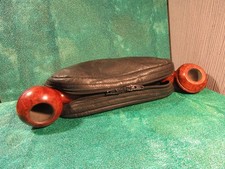 2er ECHT-LEDER-Pfeifentasche ❤ ORIGINAL WIE UNBENUTZT ÄLTER ❤ MIT TABAKFACH