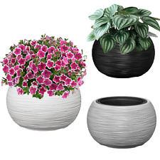 Pflanzschale Blumenschale Rund Blumentopf aus Kunststoff mit Einsatz Gerillt