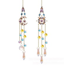 Outdoor Stern Mond Windspiel Garten Sonnenfänger mit bunten Strasssteinen