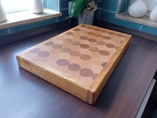 Stirnholz Schneidebrett 45,5x28,5x4,8cm Eiche/Buche Hirnholz Hackblock XXL