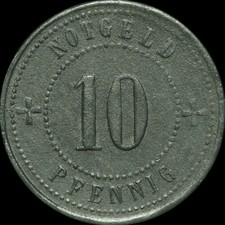 NOTGELD: 10 Pfennig 1918, Rand glatt. Funck 234.3. STADT KAUFBEUREN / BAYERN.